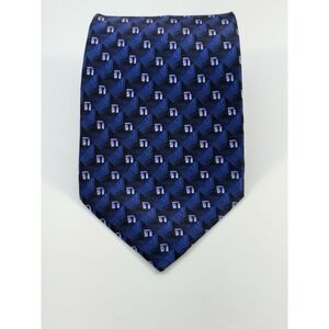 Stonehenge Men's 100% Silk Tie Blue/Black 58" Geometric Design NWOT